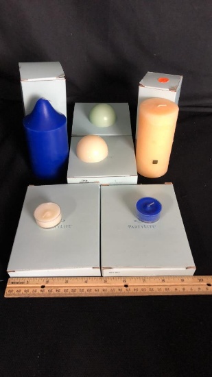 6) PARTYLITE AROMA MELTS, TEALIGHTS, PILLAR CANDLE