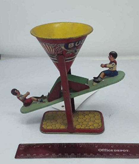 VINTAGE J. CHEIN TIN LITHO "BUSY MIKE" SAND TOY