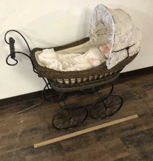 FRANKLIN HEIRLOOM DOLL WITH CARRIAGE