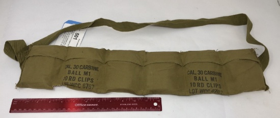 VINTAGE MILITARY FABRIC BELT  .30 CARBINE CAL AMMO