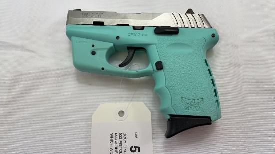 SCCY CPX-2 TEAL PISTOL SN#533931 9MM