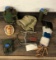 BOX OF MILITARY ITEMS, HORSE BIT, COLLECTABLES