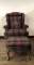 PLAID WINGBACK CHAIR & OTTOMAN