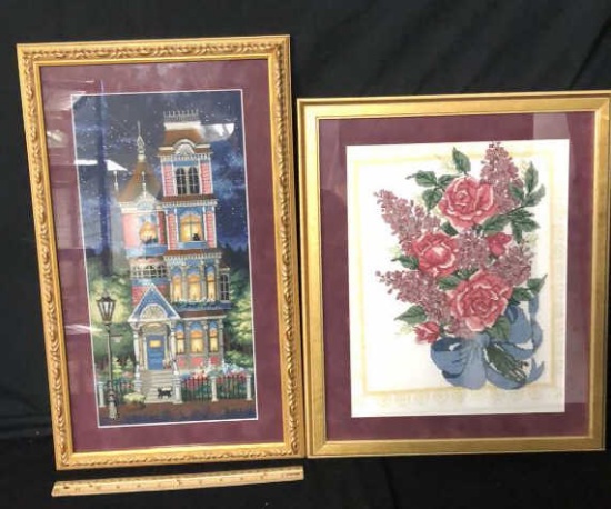 2) FRAMED CROSS STITCH PICTURES