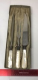 MERIDEN CUTLERY MOTHER OF PEARL CARVING SET