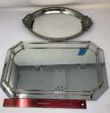 2) VINTAGE MIRRORED VANITY TRAYS