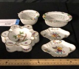 5) HEREND HUNGARY PORCELAIN DISHES