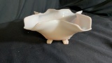 PINK FOOTED ART GLASS BOWL