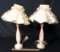 2) PINK AND WHITE CERAMIC TABLE LAMPS