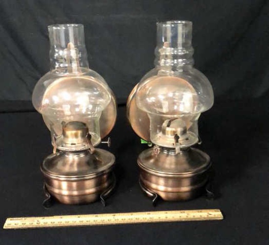 2) WALL MOUNTED OIL LAMPS