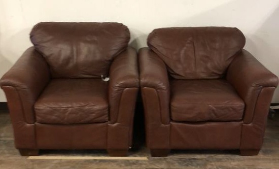 2) LEATHER ARM CHAIRS