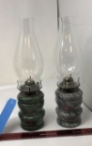 2) MARBLE OIL LAMPS