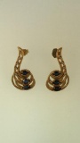 14K YELLOW GOLD DIAMOND & SAPPHIRE EARRINGS 7G