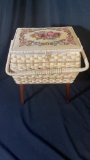 PENNY'S WICKER SEWING BASKET WITH LEGS