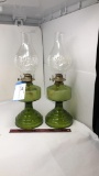 2) GREEN OIL LAMPS