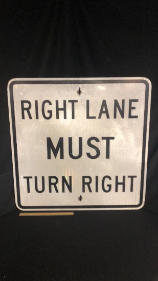 RIGHT LANE MUST TURN RIGHT SIGN