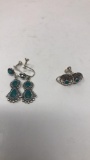 2) PAIR OF STERLING SILVER & TURQUOISE. 10G