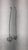 2) STERLING SILVER HEART ENDANTS & CHAINS. 10G