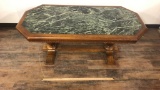 ANTIQUE JACOBEAN STLE MARBLE TOP COFFEE TABLE