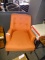 2) TUFFTED ORANGE ARM CHAIRS.
