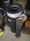 2) BLACK PLASTIC TRASH CANS WITH LIDS