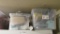 WHITE PLASTIC RACK WITH CLEANERS LIGHTS ETC.