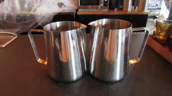 2) BROWNE STAINLESS STEEL MILK PITCHERS