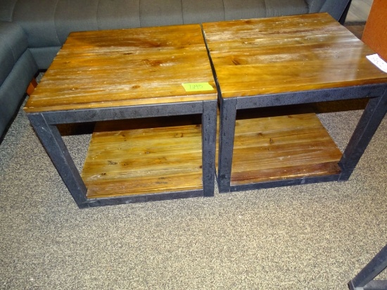 2) INDUSTRIAL STYLE SIDE TABLES.