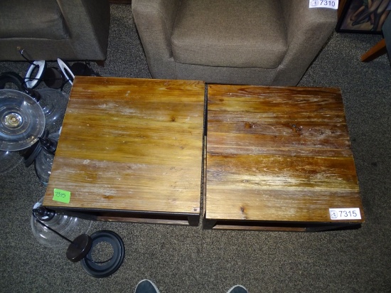 2) INDUSTRIAL STYLE SIDE TABLES.