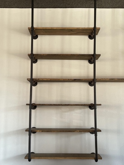 INDUSTRIAL WALL HANGING BOOKSHELF.