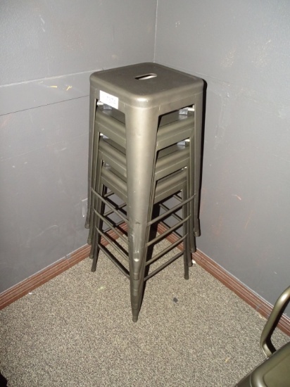 4) INDUSTRIAL DESIGN BAR STOOLS.