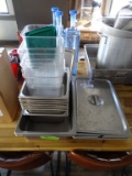 METAL CHAFFING DISHES AND FOOD STORAGE CONTAINERS.