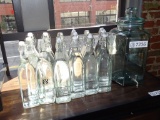 18) GLASS WATER SERVING BOTTLES & SERVING PITCHER