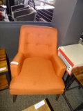 2) TUFFTED ORANGE ARM CHAIRS.