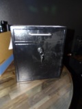 BLACK METAL LOCKING DROP BOX.