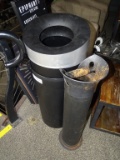 2) BLACK PLASTIC TRASH CANS WITH LIDS