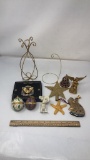 ASSORTMENT OF GOLD-COLORED ORNAMENTS