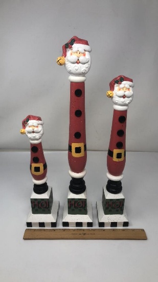 SET OF 3) SANTA BALUSTER STYLE FIGURINES