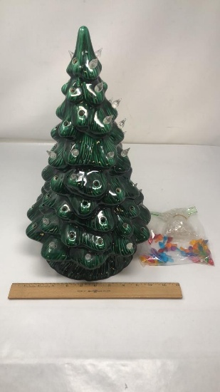 VINTAGE CERAMIC GREEN TREE WITH LIGHTS