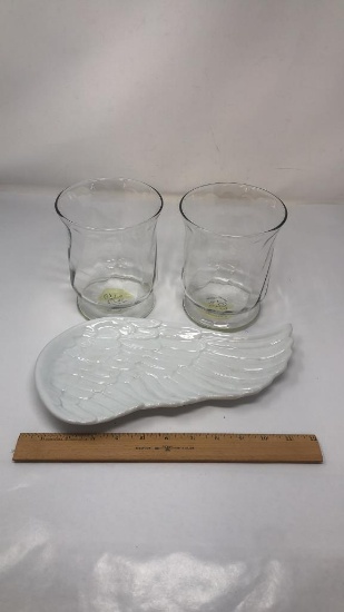 ANGEL WING TRAY & WIDE MOUTH VASES