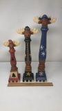 SET OF 3) MOOSE BALUSTER STYLE FIGURINES