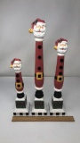 SET OF 3) SANTA BALUSTER STYLE FIGURINES
