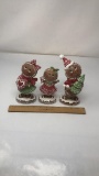 SET OF 3 GLITTER GINGERBREAD PERSON FIGURINES