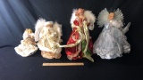 4) CERAMIC CHRISTMAS TREE ANGELS
