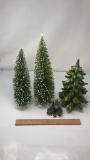 3) GLITTER TREES & MOOSE FIGURINE