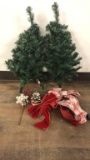 2) 2FT PRE-LIT TREES