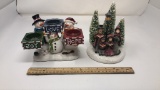 SNOWMAN CANDLE HOLDER AND LIGHT UP CAROLER FIGURE