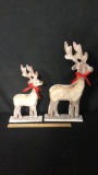 PAIR OF DENNIS BASSO WOODEN REINDEER HOLIDAY DECOR