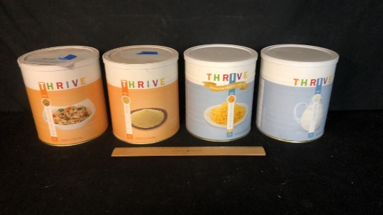 4) THRIVE LIFE 21-53 SERVING EMERGENCY FOOD CANS