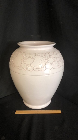 LARGE WHITE GLAZED POT